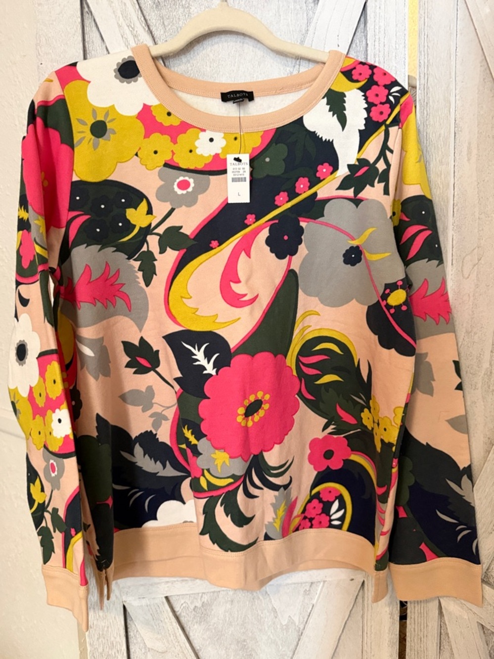Talbots Pink Multi Floral Crewneck Sweatshirt perfect for spring! New with tags